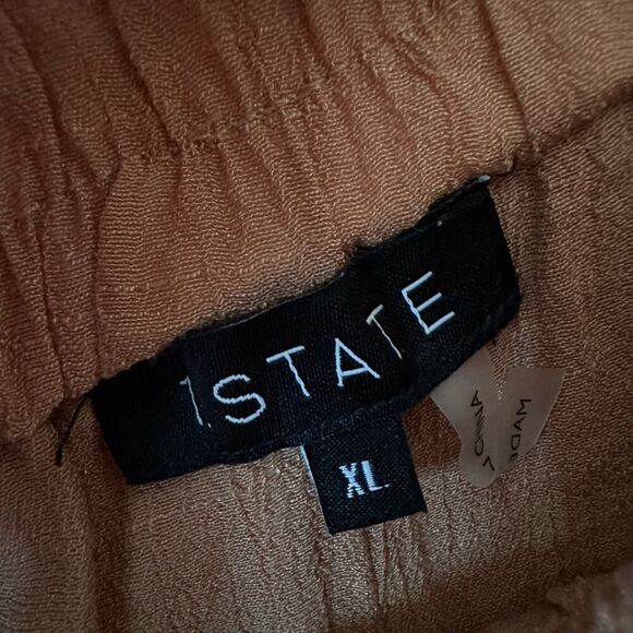 1 State Women's Breezy Neutral Textured High Waist Shorts Size XL - Picture 4 of 6